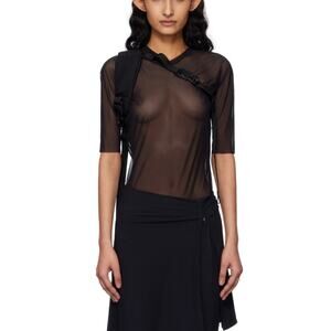 Johanna Parv SSENSE Black Sheer Stretch Nylon Mesh T-shirt Size XS